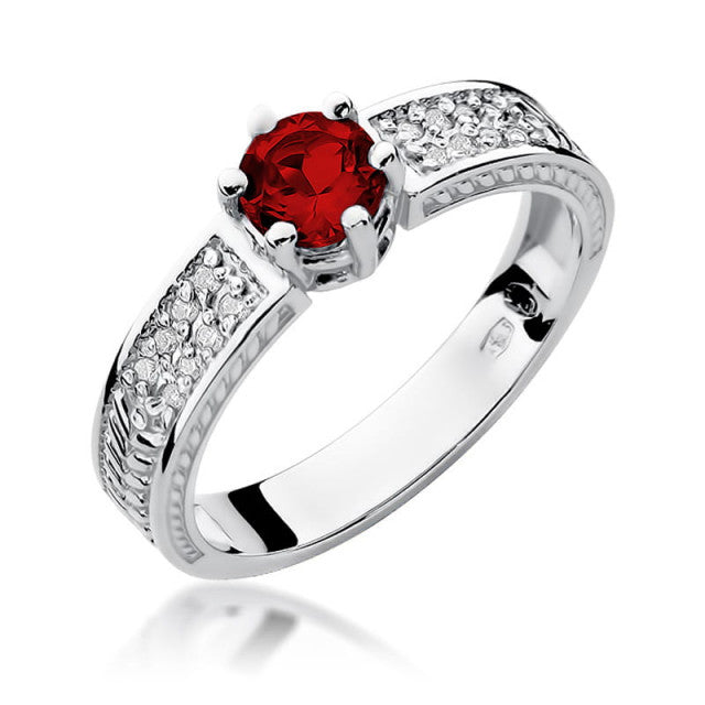Inel Aur 14K cu Rubin 0.60 ct si Diamante Naturale 0.08 ct, imaginea 5 din 10