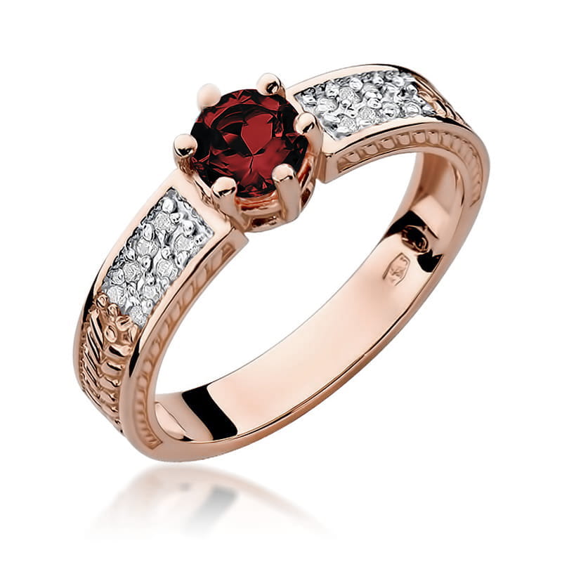 Inel Aur 14K cu Rubin 0.60 ct si Diamante Naturale 0.08 ct, imaginea 8 din 10