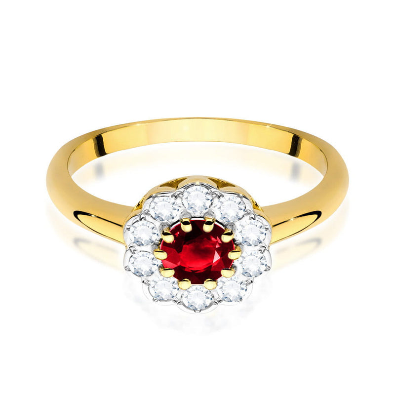 Inel Aur 14K cu Rubin 0.60 ct si Diamante Naturale 0.30 ct, imaginea 2 din 8