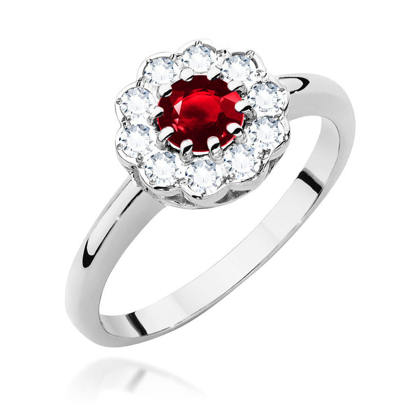 Inel Aur 14K cu Rubin 0.60 ct si Diamante Naturale 0.30 ct, imaginea 4 din 8