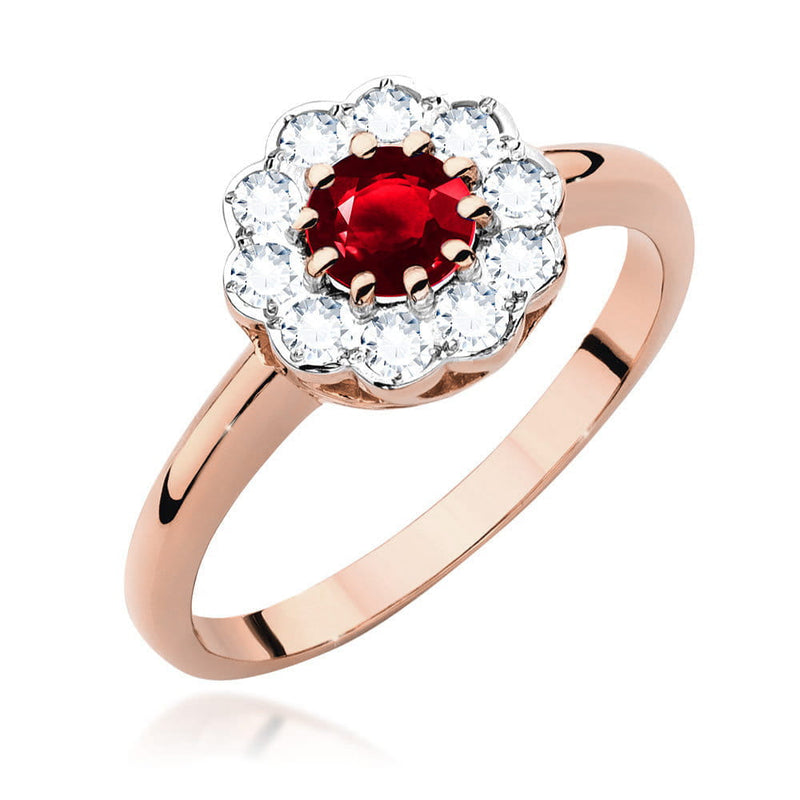 Inel Aur 14K cu Rubin 0.60 ct si Diamante Naturale 0.30 ct, imaginea 7 din 8