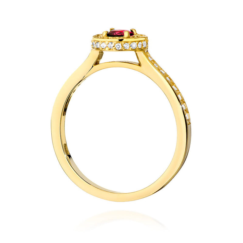 Inel Aur 14K cu Rubin 0.30 ct si Diamante Naturale 0.34 ct, imaginea 3 din 11