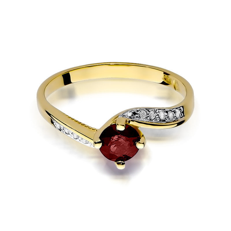 Inel Aur 14K cu Rubin 0.60 ct si Diamante Naturale 0.05 ct, imaginea 2 din 10