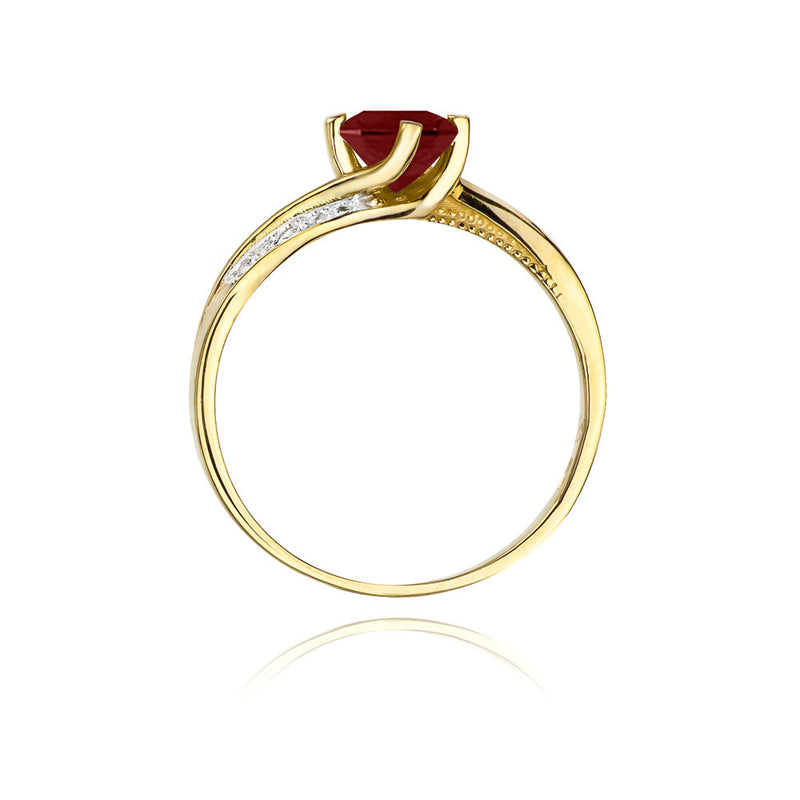 Inel Aur 14K cu Rubin 0.60 ct si Diamante Naturale 0.05 ct, imaginea 3 din 10