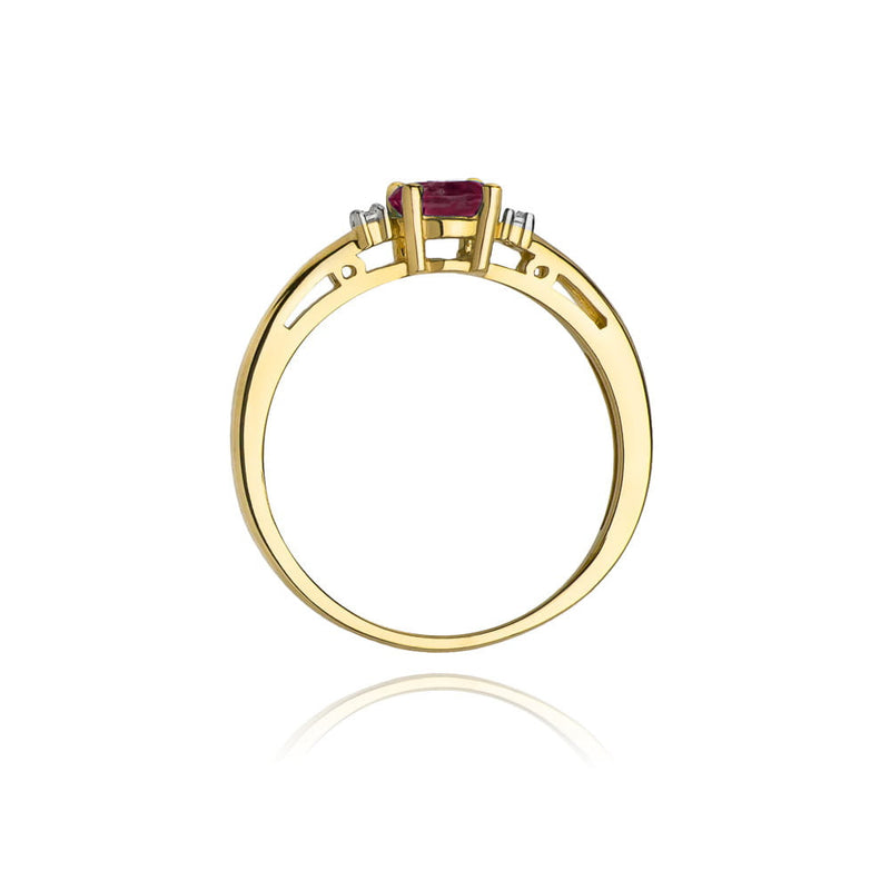 Inel Aur 14K cu Rubin 0.60 ct si Diamante Naturale 0.03 ct, imaginea 3 din 11