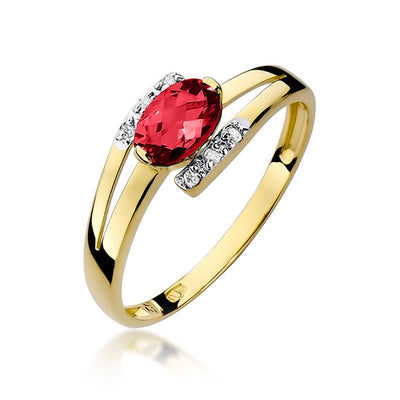 Inel Aur 14K cu Rubin 0.60 ct si Diamante Naturale 0.05 ct