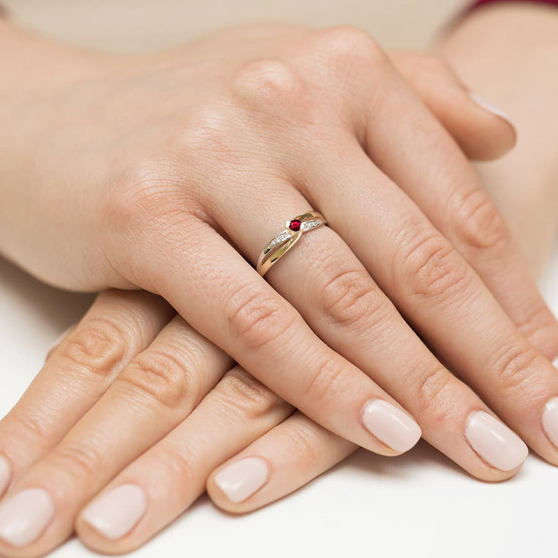 Inel Aur 14K cu Rubin 0.15 ct si Diamante Naturale 0.03 ct, imaginea 4 din 8