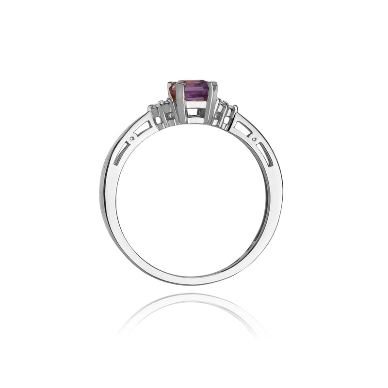 Inel Aur 14K cu Ametist 0.50 ct si Diamante Naturale 0.03 ct, imaginea 6 din 11