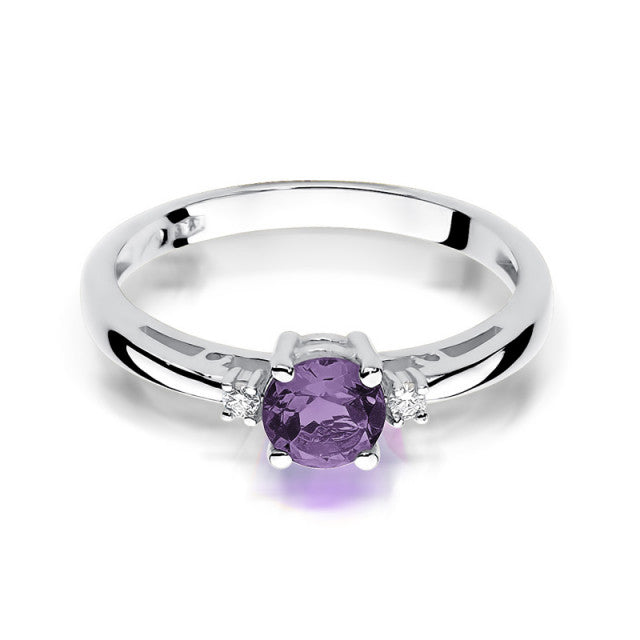 Inel Aur 14K cu Ametist 0.50 ct si Diamante Naturale 0.03 ct, imaginea 5 din 11