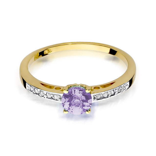 Inel Aur 14K cu Ametist 0.50 ct si Diamante Naturale 0.05 ct, imaginea 2 din 11