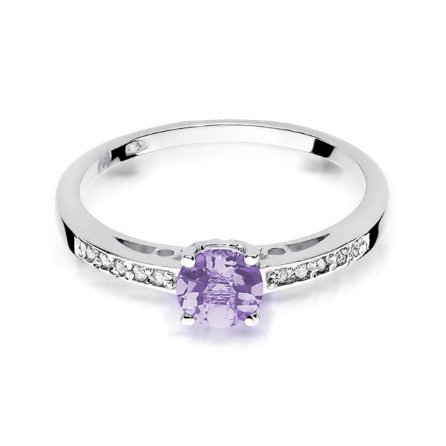Inel Aur 14K cu Ametist 0.50 ct si Diamante Naturale 0.05 ct, imaginea 5 din 11