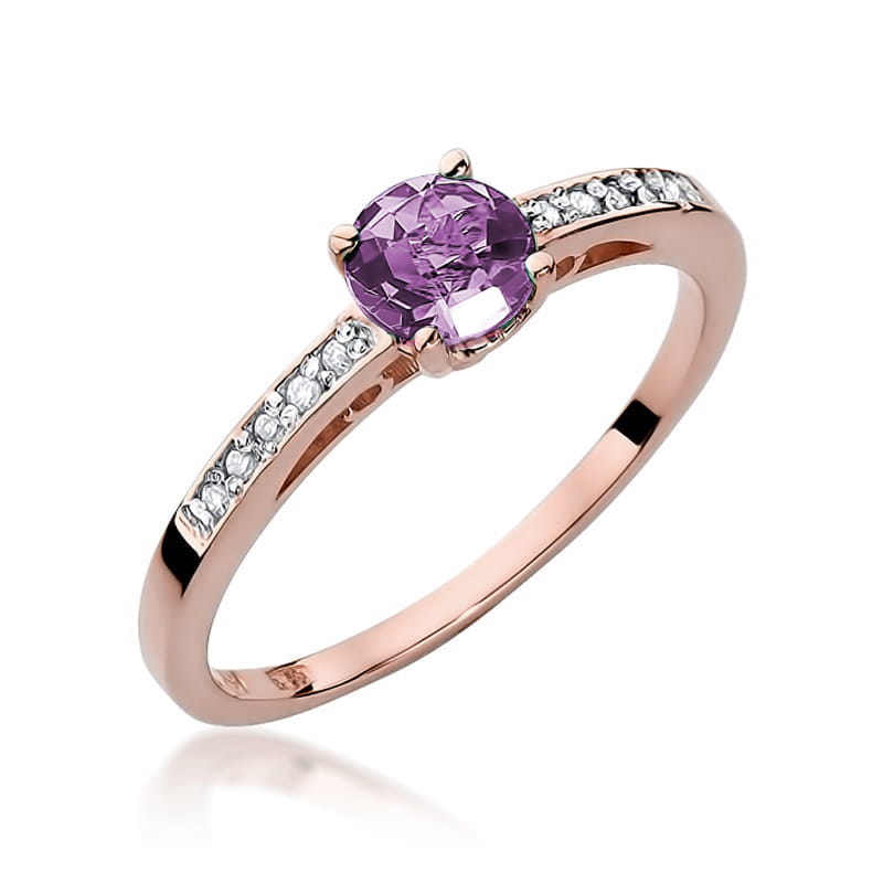 Inel Aur 14K cu Ametist 0.50 ct si Diamante Naturale 0.05 ct, imaginea 8 din 11