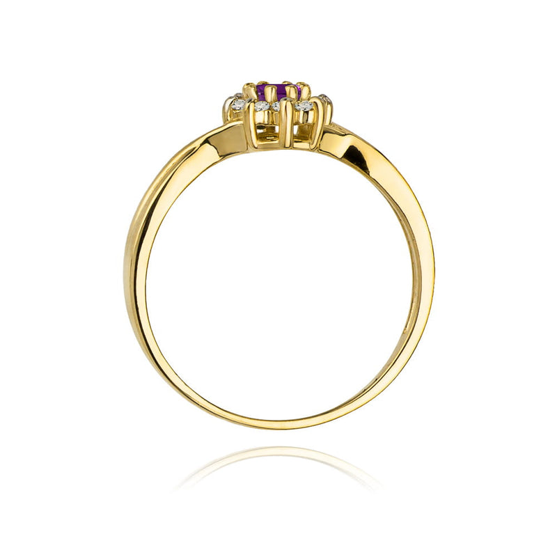 Inel Aur 14K cu Ametist 0.10 ct si Diamante Naturale 0.12 ct, imaginea 3 din 10