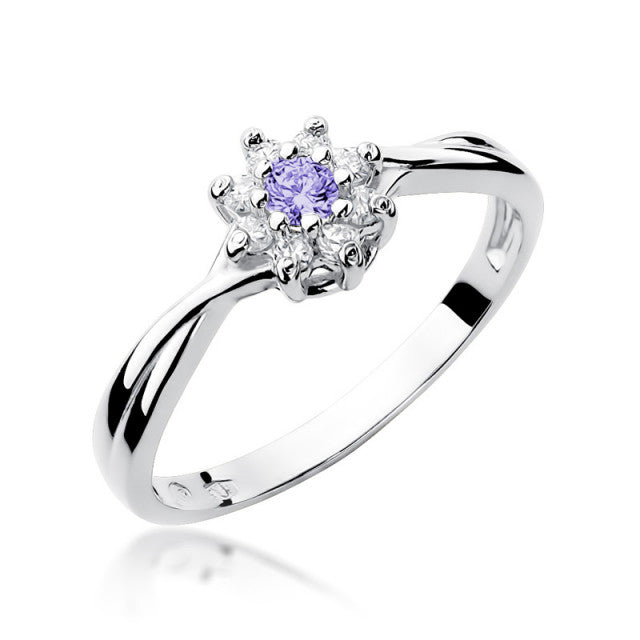 Inel Aur 14K cu Ametist 0.10 ct si Diamante Naturale 0.12 ct, imaginea 4 din 10