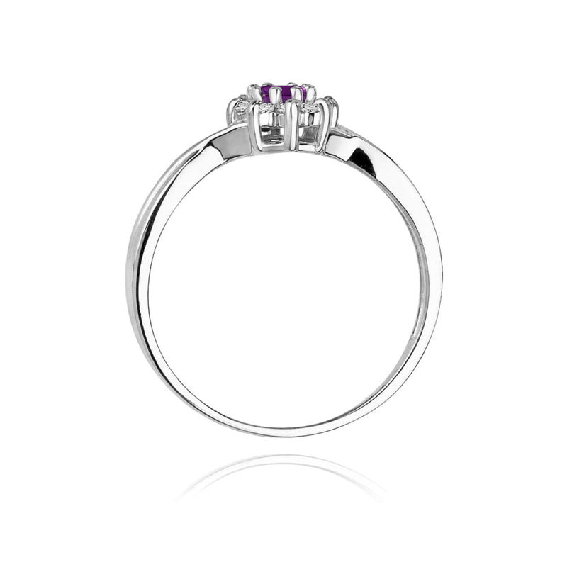 Inel Aur 14K cu Ametist 0.10 ct si Diamante Naturale 0.12 ct, imaginea 6 din 10