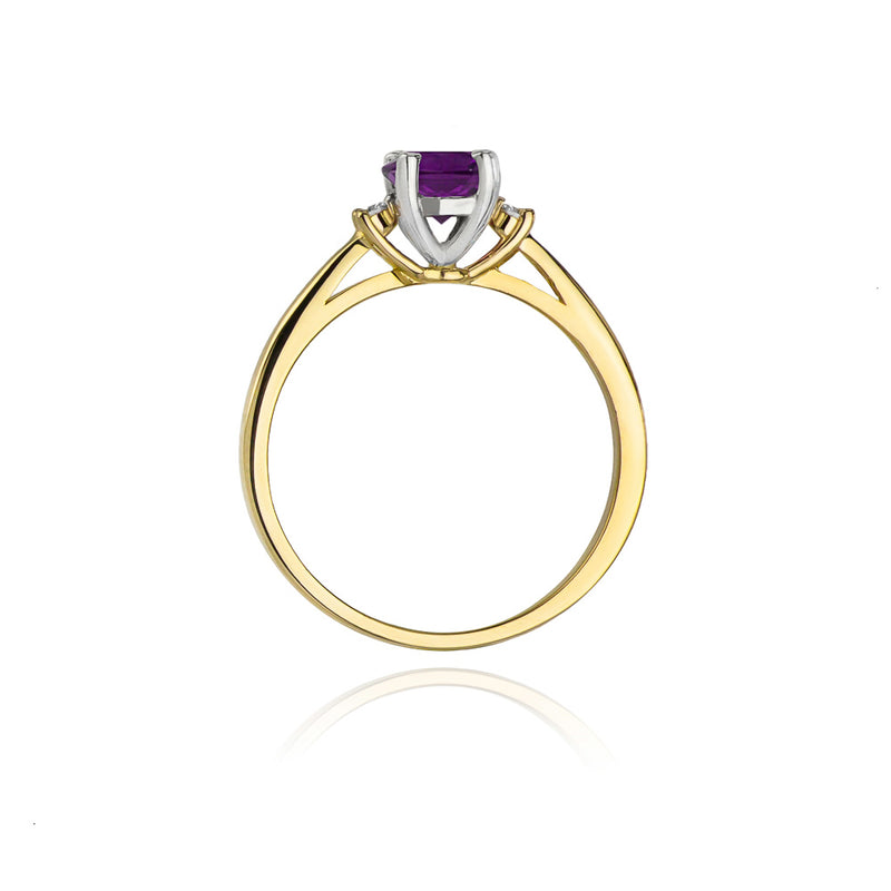 Inel Aur 14K cu Ametist 0.50 ct si Diamante Naturale 0.01 ct, imaginea 3 din 9