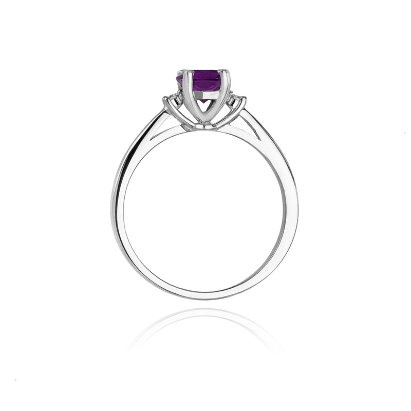 Inel Aur 14K cu Ametist 0.50 ct si Diamante Naturale 0.01 ct, imaginea 6 din 9