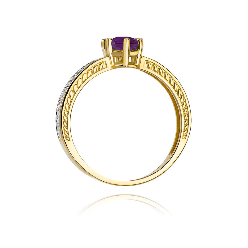 Inel Aur 14K cu Ametist 0.50 ct si Diamante Naturale 0.08 ct, imaginea 3 din 11