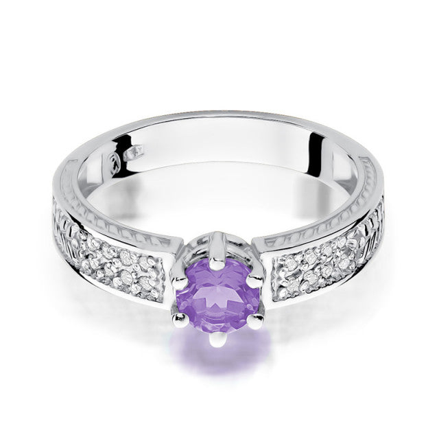 Inel Aur 14K cu Ametist 0.50 ct si Diamante Naturale 0.08 ct, imaginea 5 din 11