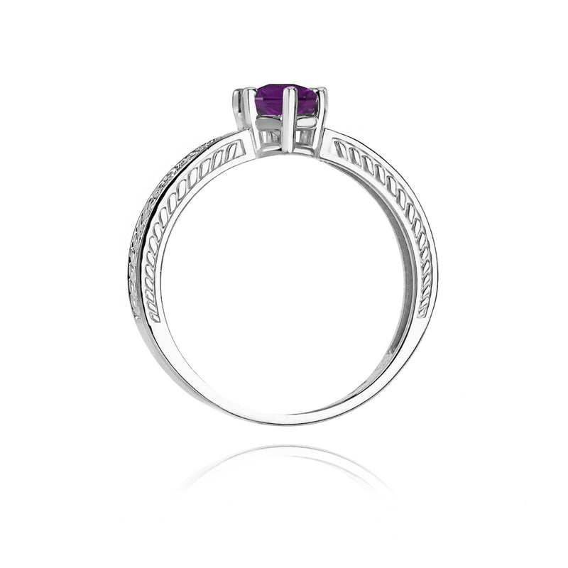 Inel Aur 14K cu Ametist 0.50 ct si Diamante Naturale 0.08 ct, imaginea 6 din 11