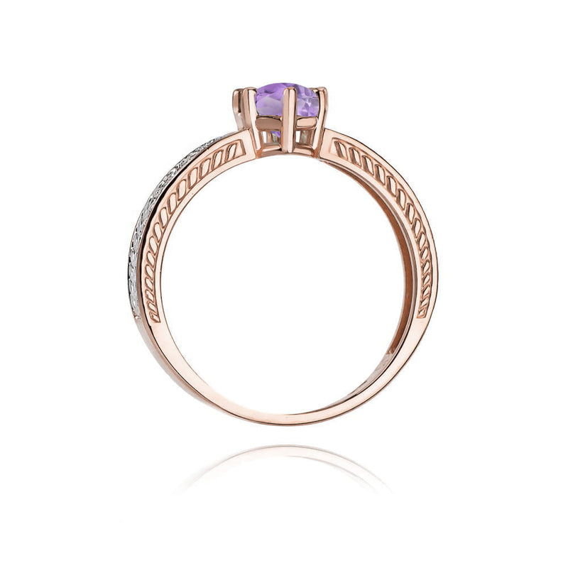 Inel Aur 14K cu Ametist 0.50 ct si Diamante Naturale 0.08 ct, imaginea 10 din 11