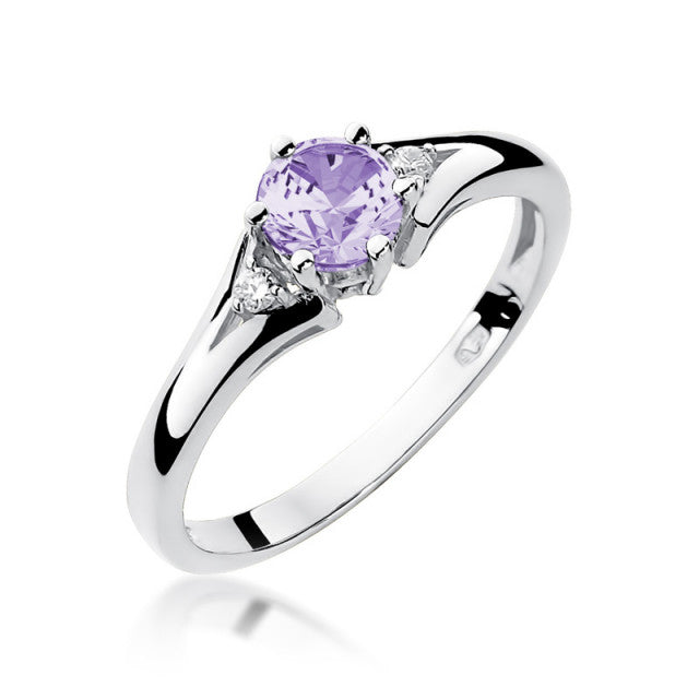 Inel Aur 14K cu Ametist 0.50 ct si Diamante Naturale 0.03 ct, imaginea 4 din 10