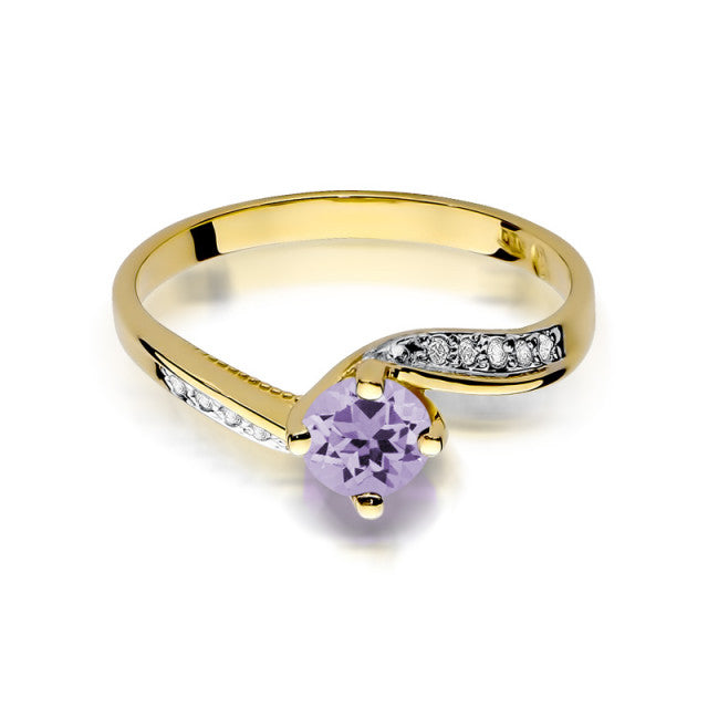 Inel Aur 14K cu Ametist 0.50 ct si Diamante Naturale 0.05 ct, imaginea 2 din 11
