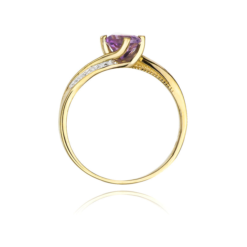Inel Aur 14K cu Ametist 0.50 ct si Diamante Naturale 0.05 ct, imaginea 3 din 11