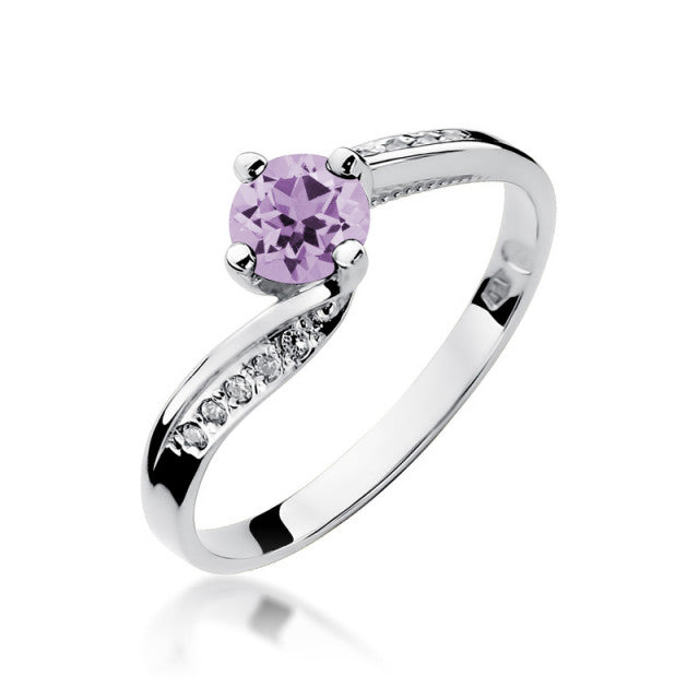Inel Aur 14K cu Ametist 0.50 ct si Diamante Naturale 0.05 ct, imaginea 4 din 11