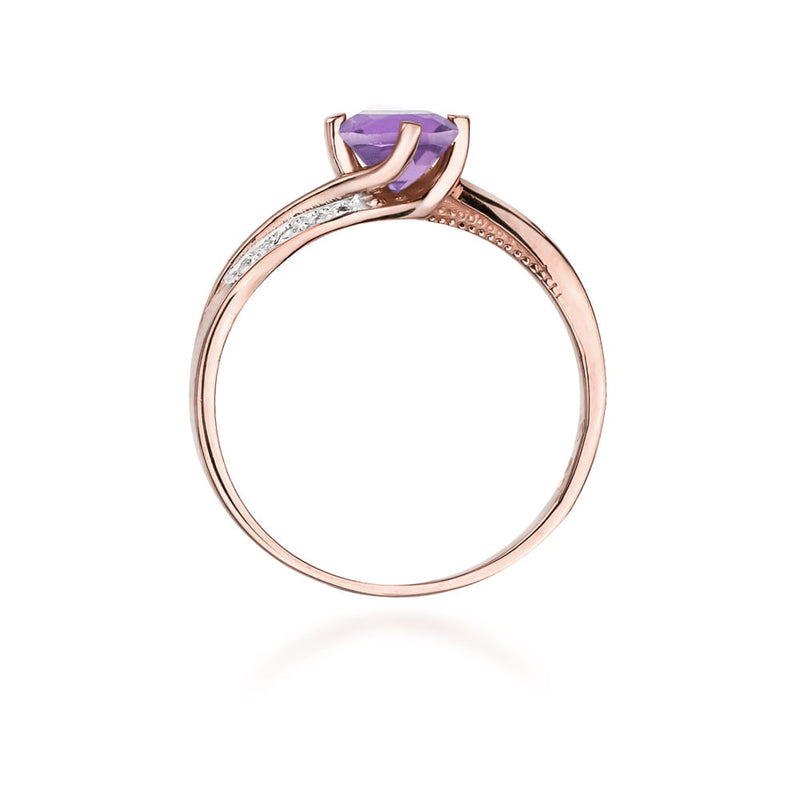 Inel Aur 14K cu Ametist 0.50 ct si Diamante Naturale 0.05 ct, imaginea 10 din 11