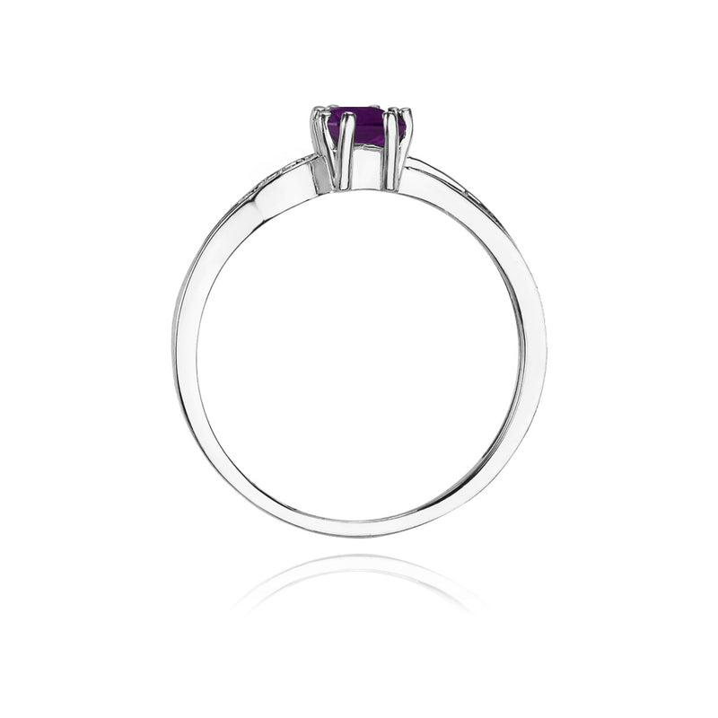 Inel Aur 14K cu Ametist 0.50 ct si Diamante Naturale 0.03 ct, imaginea 6 din 11