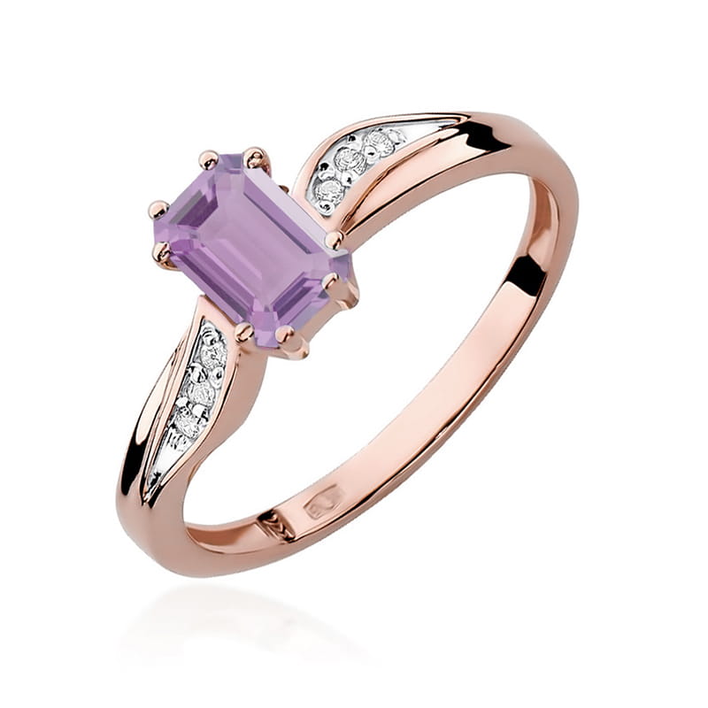 Inel Aur 14K cu Ametist 0.50 ct si Diamante Naturale 0.03 ct, imaginea 8 din 11