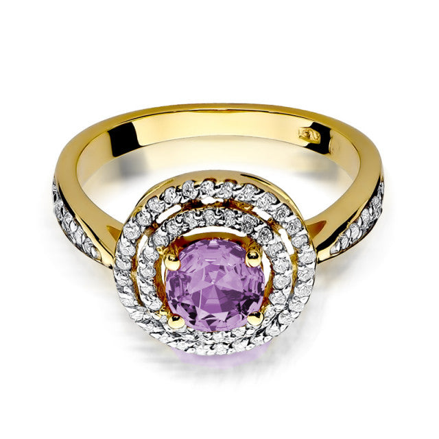 Inel Aur 14K cu Ametist 0.90 ct si Diamante Naturale 0.37 ct, imaginea 2 din 11