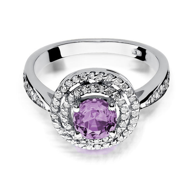 Inel Aur 14K cu Ametist 0.90 ct si Diamante Naturale 0.37 ct, imaginea 5 din 11