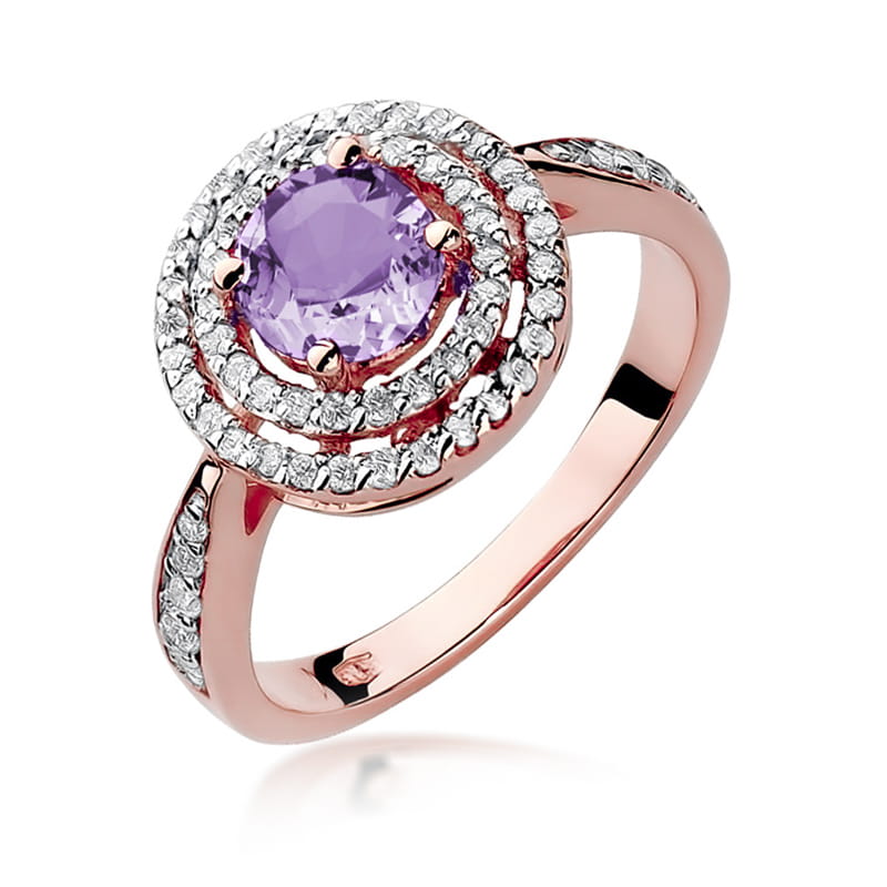 Inel Aur 14K cu Ametist 0.90 ct si Diamante Naturale 0.37 ct, imaginea 8 din 11
