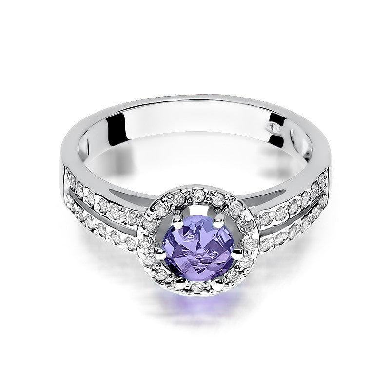 Inel Aur 14K cu Ametist 0.50 ct si Diamante Naturale 0.20 ct, imaginea 5 din 11