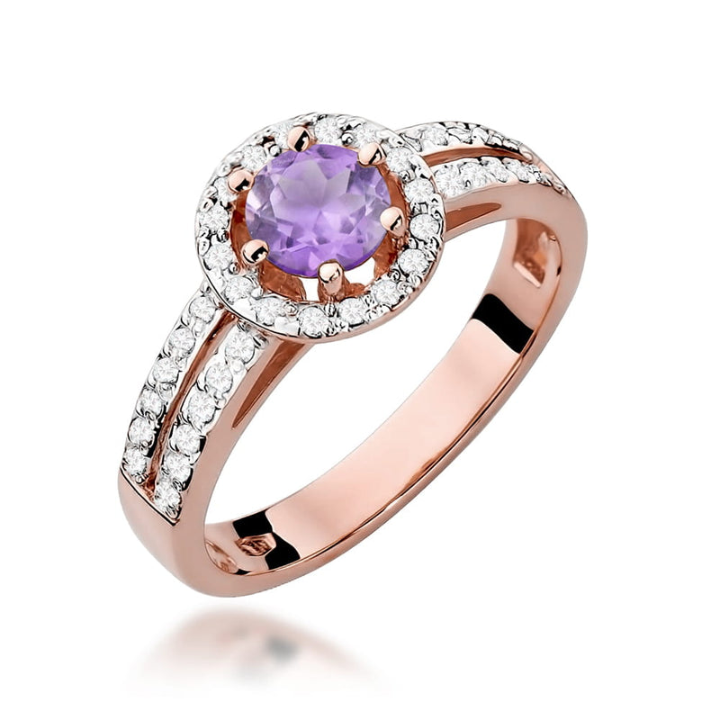 Inel Aur 14K cu Ametist 0.50 ct si Diamante Naturale 0.20 ct, imaginea 8 din 11