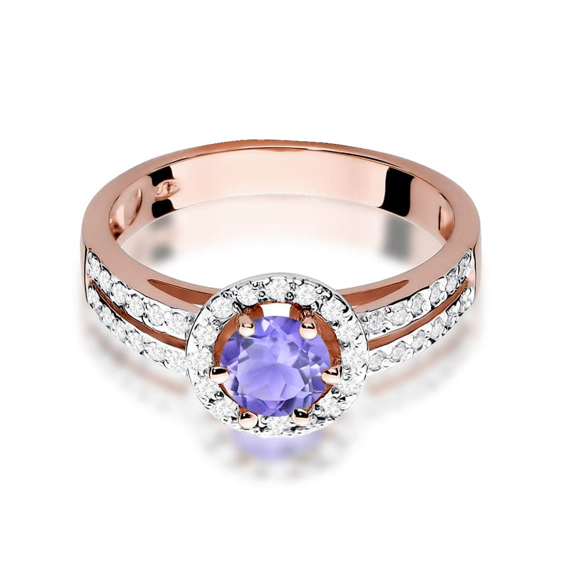 Inel Aur 14K cu Ametist 0.50 ct si Diamante Naturale 0.20 ct, imaginea 9 din 11