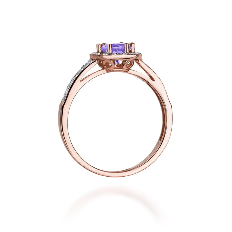 Inel Aur 14K cu Ametist 0.50 ct si Diamante Naturale 0.20 ct, imaginea 10 din 11