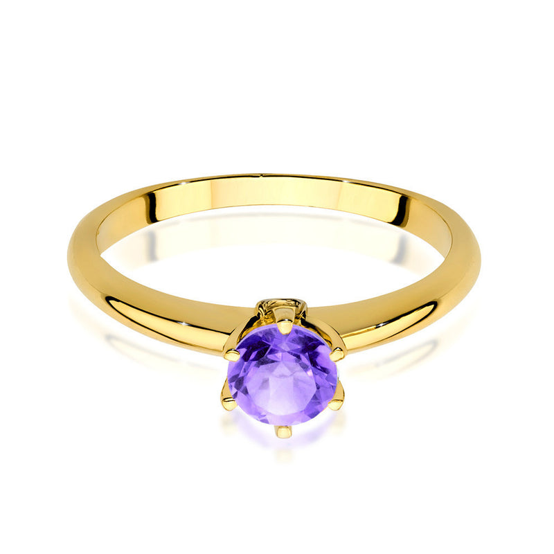 Inel Aur 14K cu Ametist 0.50 ct si Diamante Naturale 0.04 ct, imaginea 2 din 10