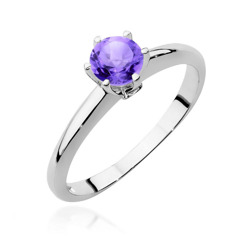 Inel Aur 14K cu Ametist 0.50 ct si Diamante Naturale 0.04 ct, imaginea 4 din 10