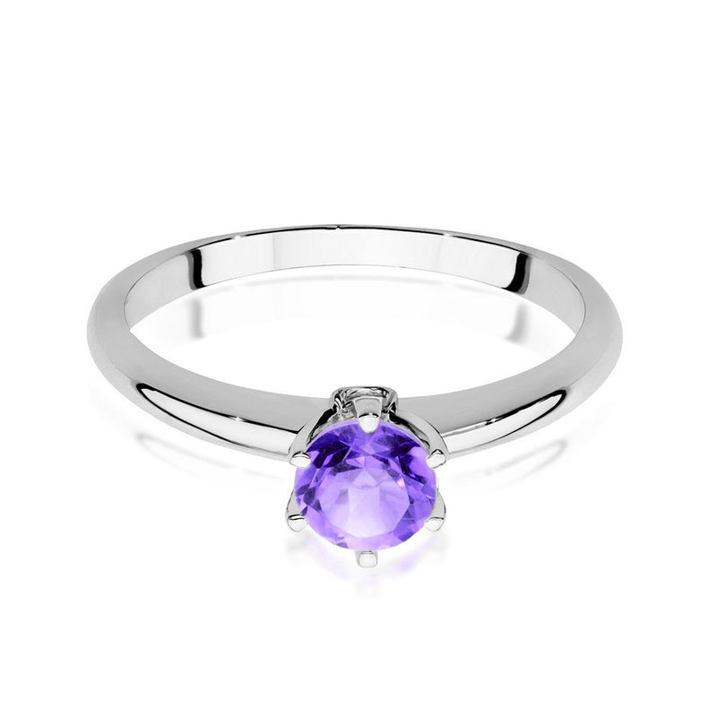 Inel Aur 14K cu Ametist 0.50 ct si Diamante Naturale 0.04 ct, imaginea 5 din 10