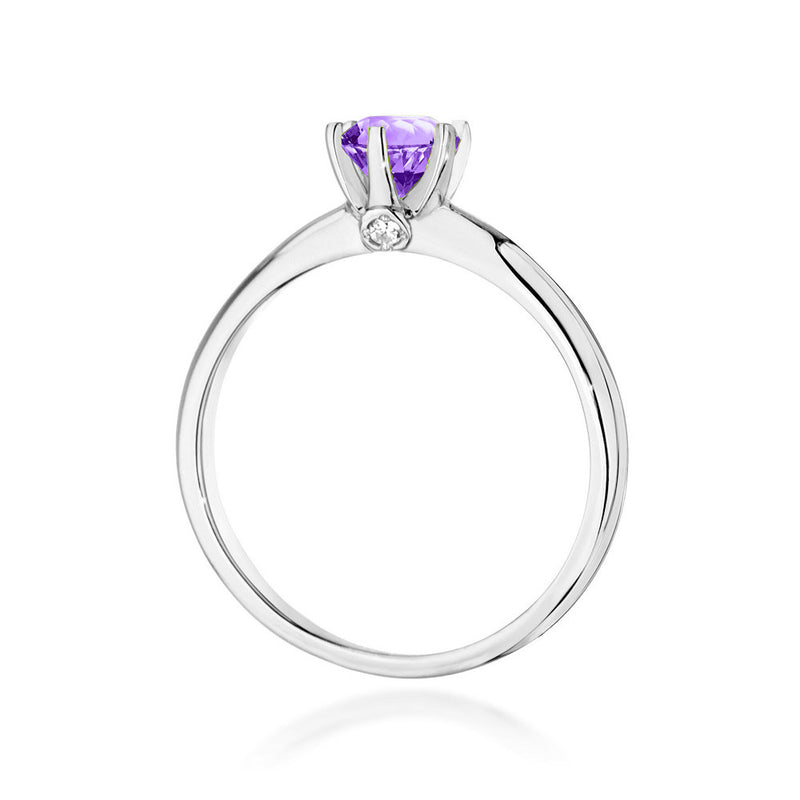 Inel Aur 14K cu Ametist 0.50 ct si Diamante Naturale 0.04 ct, imaginea 6 din 10