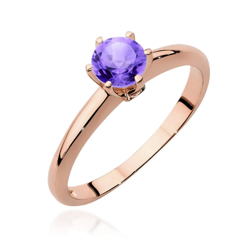 Inel Aur 14K cu Ametist 0.50 ct si Diamante Naturale 0.04 ct, imaginea 8 din 10