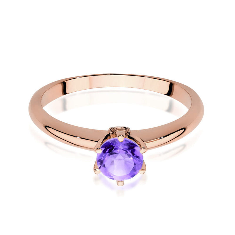 Inel Aur 14K cu Ametist 0.50 ct si Diamante Naturale 0.04 ct, imaginea 9 din 10
