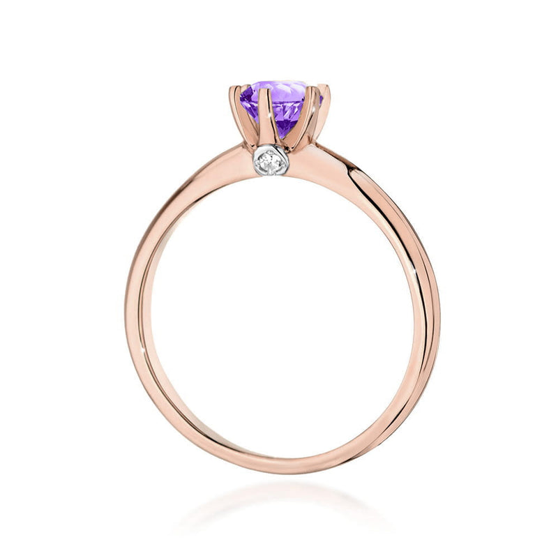 Inel Aur 14K cu Ametist 0.50 ct si Diamante Naturale 0.04 ct, imaginea 10 din 10