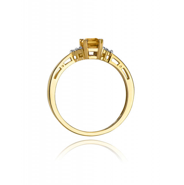 Inel Aur 14K cu Citrin 0.60 ct si Diamante Naturale 0.03 ct, imaginea 3 din 10