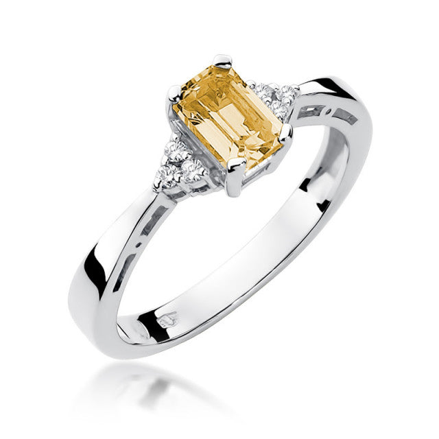 Inel Aur 14K cu Citrin 0.60 ct si Diamante Naturale 0.03 ct, imaginea 4 din 10