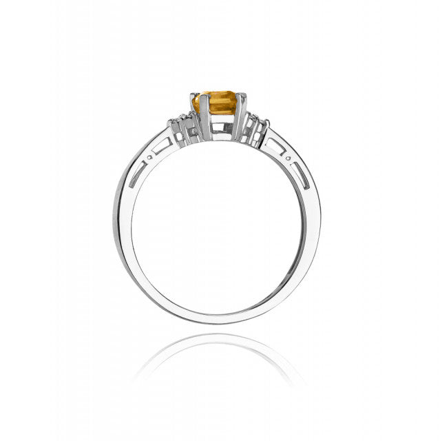 Inel Aur 14K cu Citrin 0.60 ct si Diamante Naturale 0.03 ct, imaginea 6 din 10