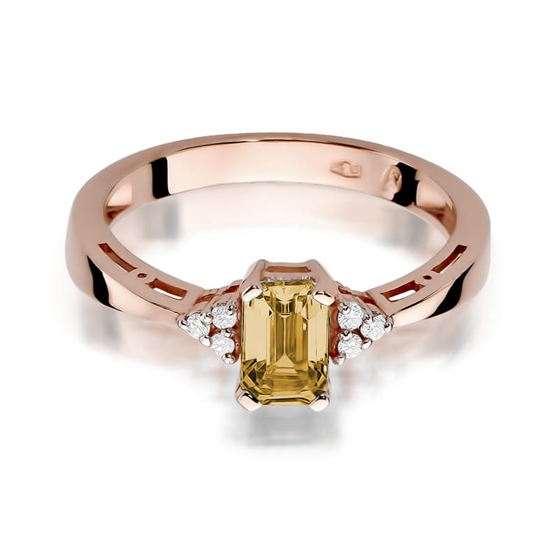 Inel Aur 14K cu Citrin 0.60 ct si Diamante Naturale 0.03 ct, imaginea 9 din 10